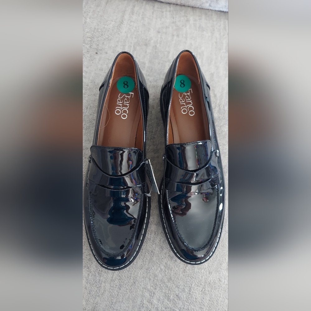 Franco Sarto Glossy Black Loafers